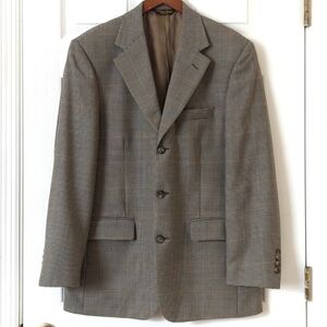 Brooks Brothers Preppy Classic Fit Houndstooth Worsted Wool Blazer Jacket Tan 40